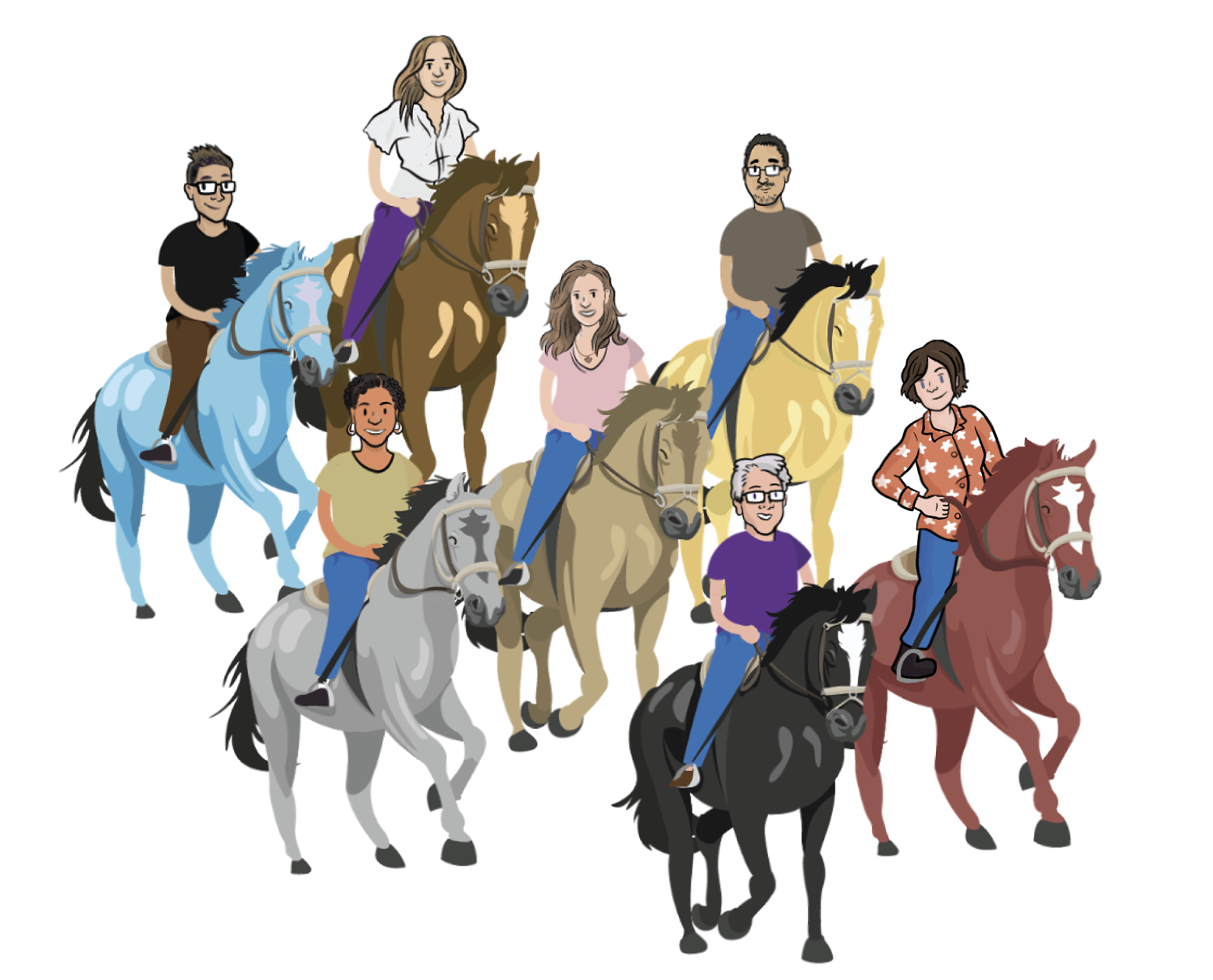 Cartoon of people on horses